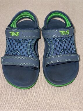 Teva Kids Navy and Green Open-Toe Hook-and-Loop Sandals